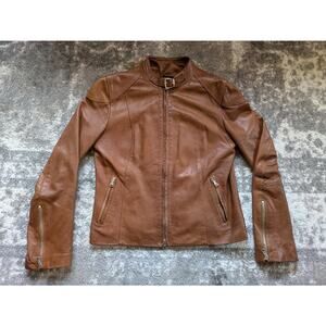 Vintage Vera Pelle Leather Racer Scooter Jacket - Medium, Made In Italy READ